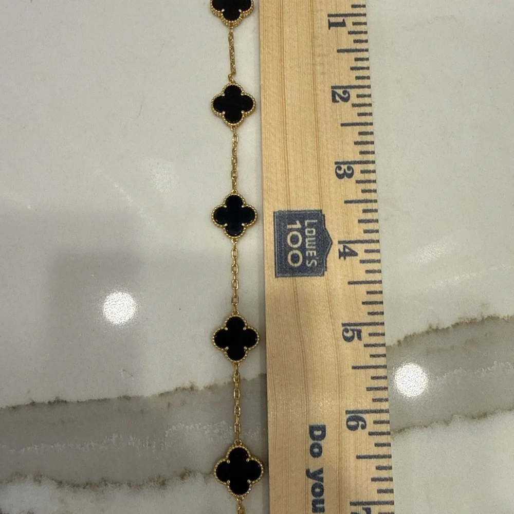 Gold and Black Clover Pendant Necklace and Bracelet Set - Picture 6 of 6